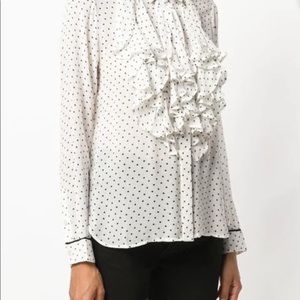 GANNI POLKA DOT RUFFLE SHIRT